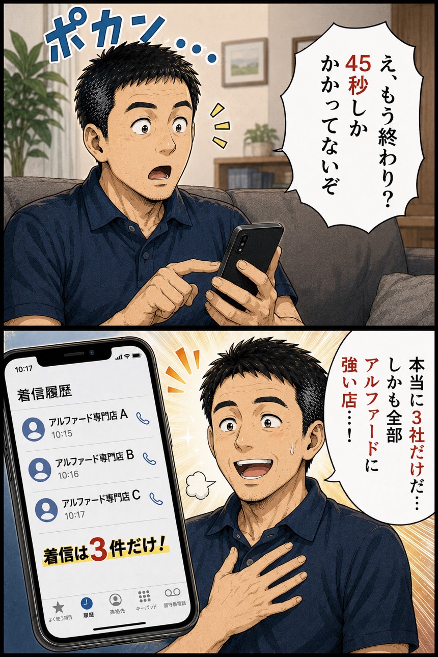 45秒で入力完了。着信は本当に3社だけで安心する佐藤さん